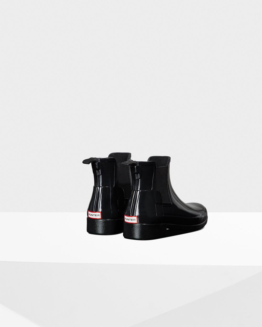 Womens Hunter Refined Gloss Slim Fit - Chelsea Boots Black - 9861-DEMCG